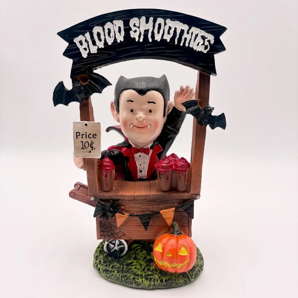 Halloween Vampire Blood Smoothies Stand Figurine Dracula Decor Fangs